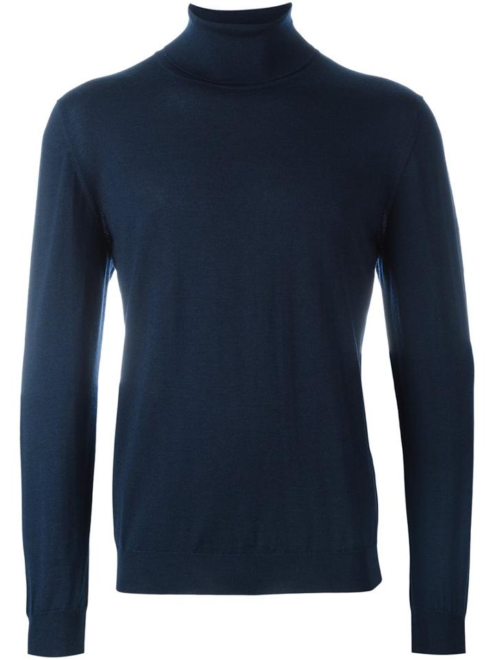 Kiton Roll Neck Sweater, Men's, Size: Xl, Blue, Silk/cashmere