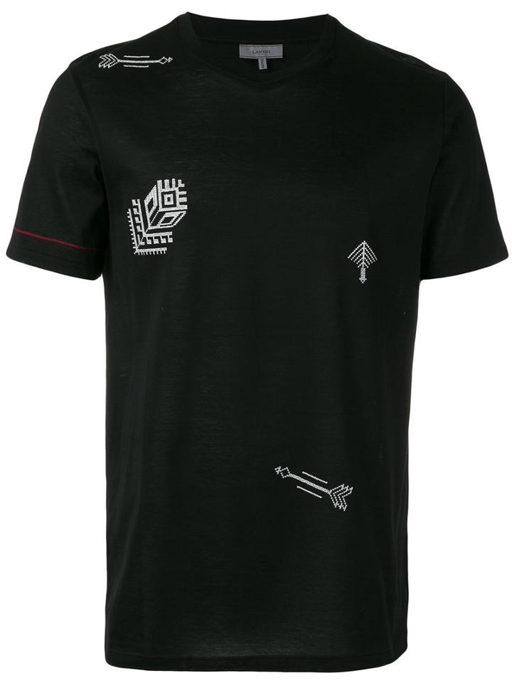 Lanvin Embroidered Motif T-shirt, Men's, Size: Large, Black, Cotton/viscose