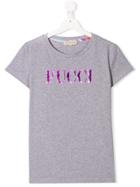 Emilio Pucci Junior Teen Lettering Logo Print T-shirt - Grey