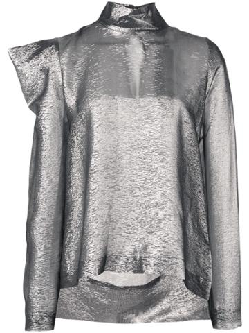Dice Kayek Structured Shoulders Blouse - Silver