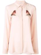 Stella Mccartney Embroidered Robin Crystal Shirt, Women's, Size: 44, Pink/purple, Silk