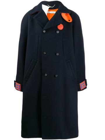 Off-white Double Breasted Midi Coat - Blue