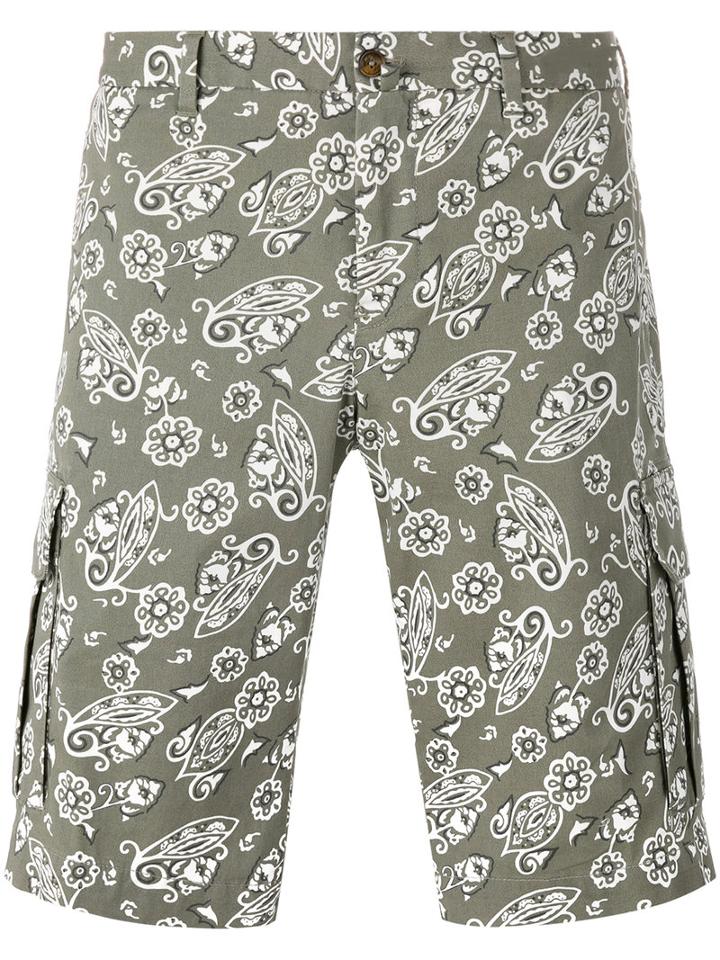 Pt01 - Paisley Print Shorts - Men - Cotton/spandex/elastane - 46, Green, Cotton/spandex/elastane