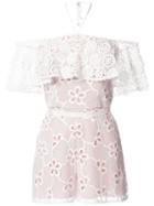 Alexis - Floral Embroidery Playsuit - Women - Polyester/spandex/elastane - M, White, Polyester/spandex/elastane