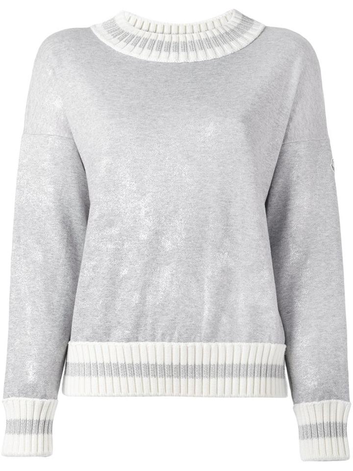 Moncler Metallic Coated Sweater, Women's, Size: Medium, Grey, Cotton