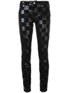 Versus Checked Skinny Jeans, Women's, Size: 28, Black, Cotton/spandex/elastane/polyester