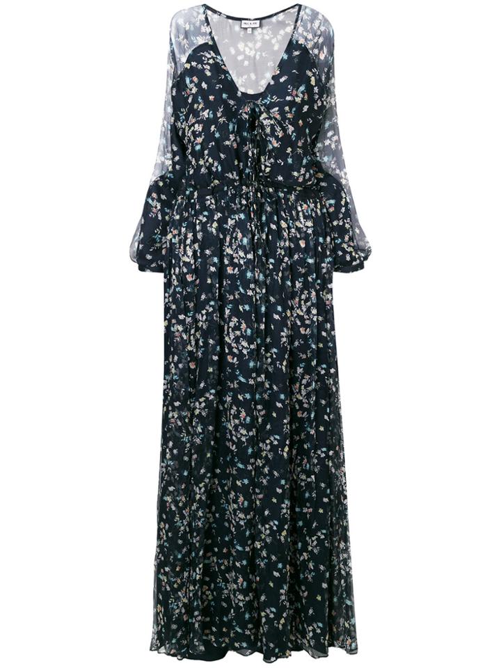 Paul & Joe Long-sleeved Floral Maxi Dress - Blue