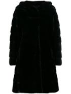 Liska Valenzia Hooded Fur Coat - Brown