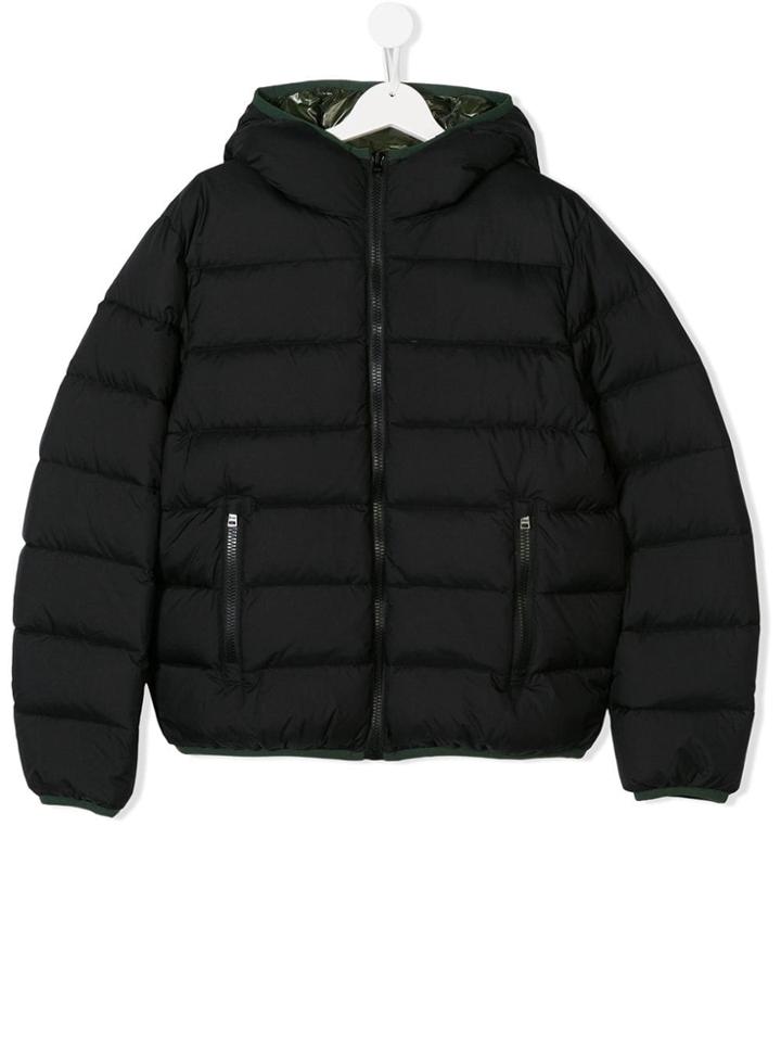 Herno Kids Teen Contrast Trim Padded Jacket - Black
