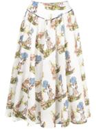 Batsheva Graphic Print Midi Skirt - White