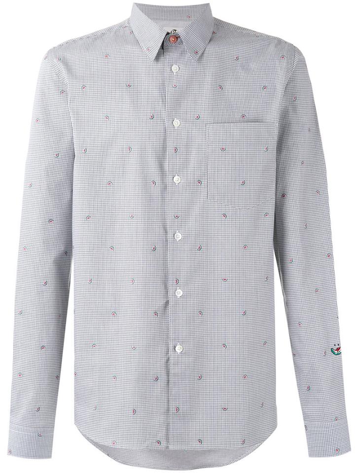 Ps By Paul Smith Watermelons Striped Shirt, Men's, Size: Small, Black, Cotton