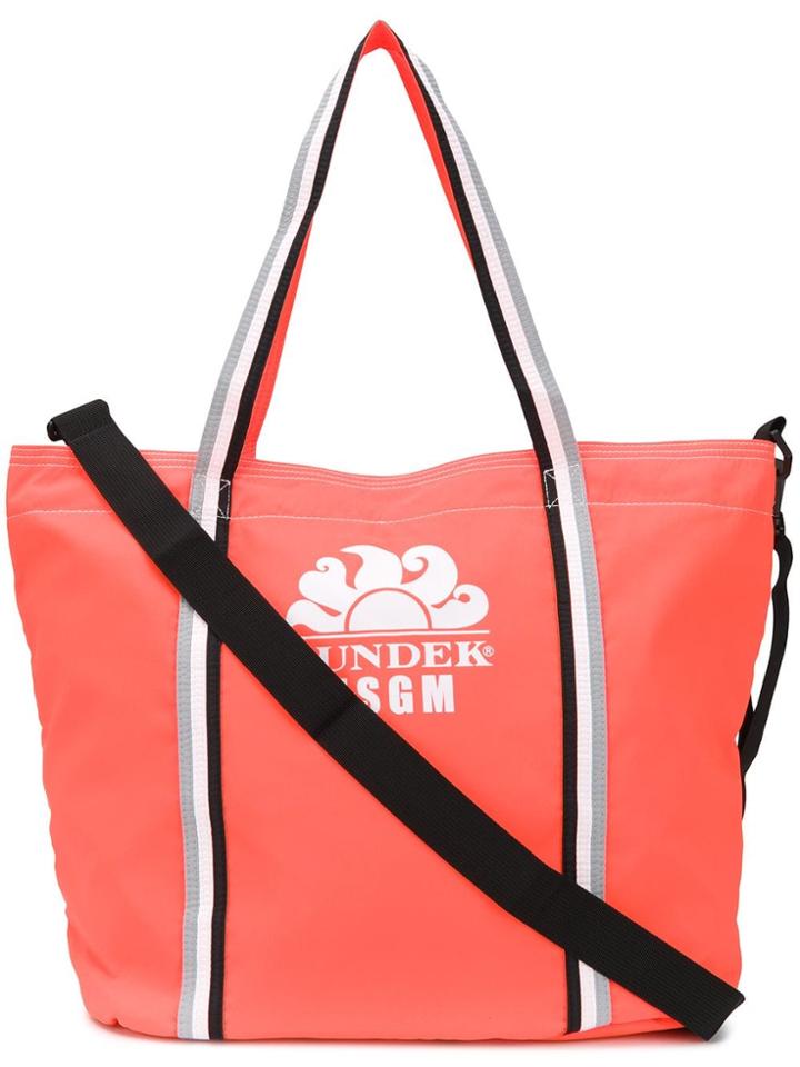 Msgm Large Logo Shopper Tote - Orange