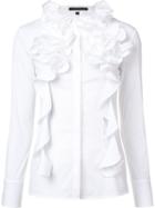 Walter Voulaz Ruffled Neck Detail Blouse, Women's, Size: 40, White, Cotton/polyamide/spandex/elastane