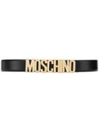 Moschino Embellished Logo Plaque Belt - Black