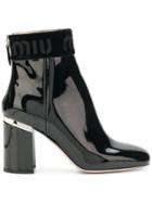 Miu Miu Varnished Logo Boots - Black