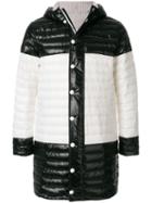 Thom Browne Bicolor Quilted Down Satin Tech Coat - Black