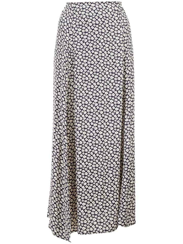 Reformation Floral Print Midi Skirt - Blue