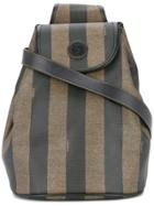 Fendi Vintage Pequin Pattern Shoulder Bag - Brown