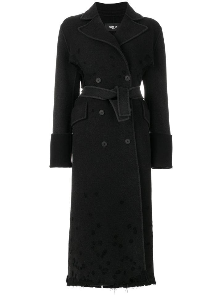 Yang Li Double Breasted Coat With Belt - Black
