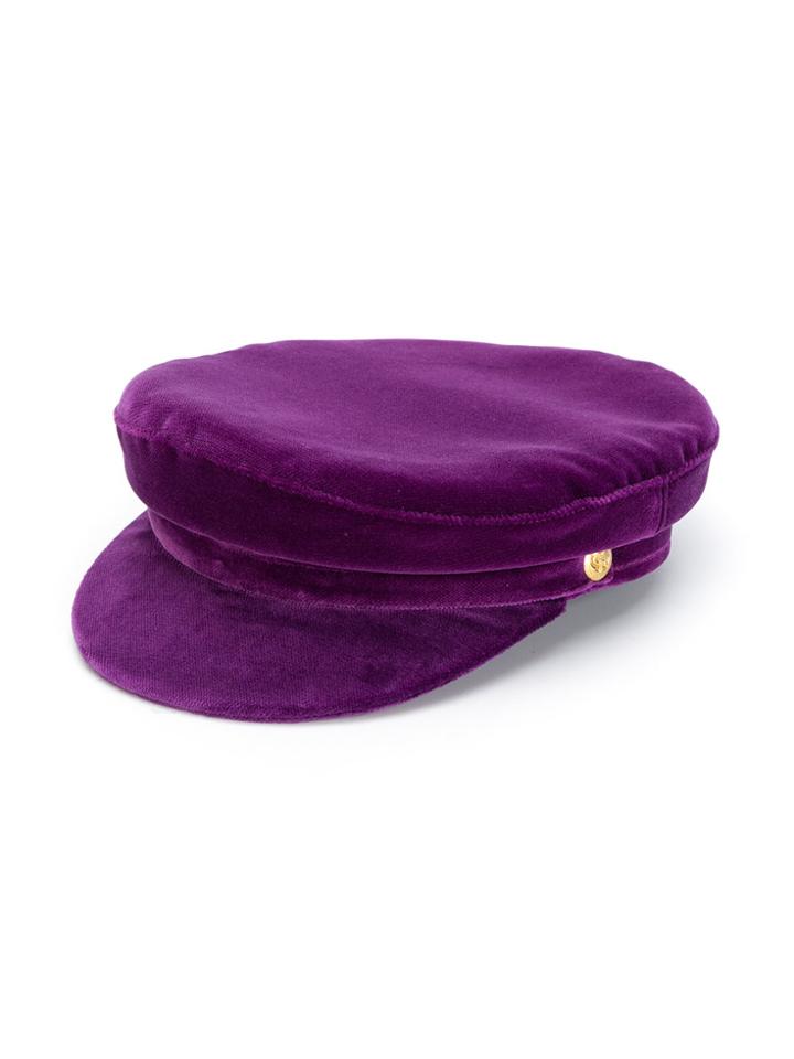 Manokhi Velvet Baker Boy Hat - Pink & Purple