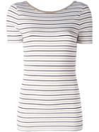 Michael Michael Kors Striped T-shirt, Women's, Size: Medium, Nude/neutrals, Viscose/polyester/spandex/elastane/metal