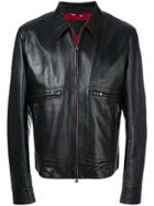 Dolce & Gabbana Leather Jacket With Contrast Lining - Black