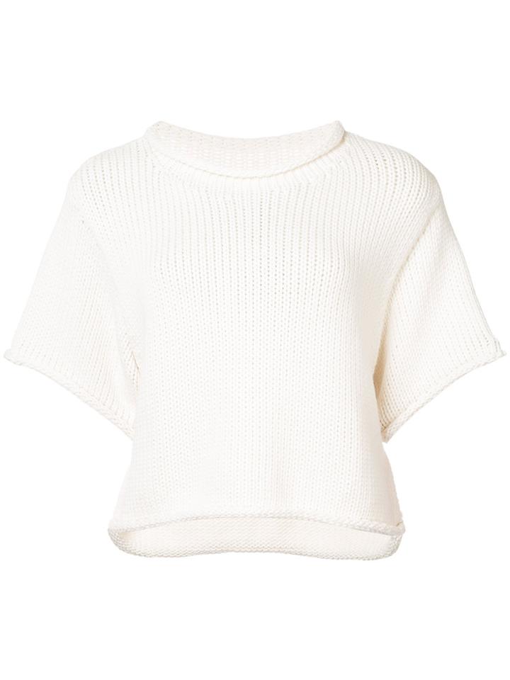 T By Alexander Wang Open Stitch Short Sleeve Sweater - White