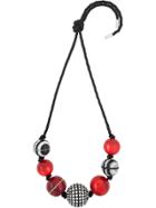 Marc Jacobs Striped Rope Bead Necklace - Red