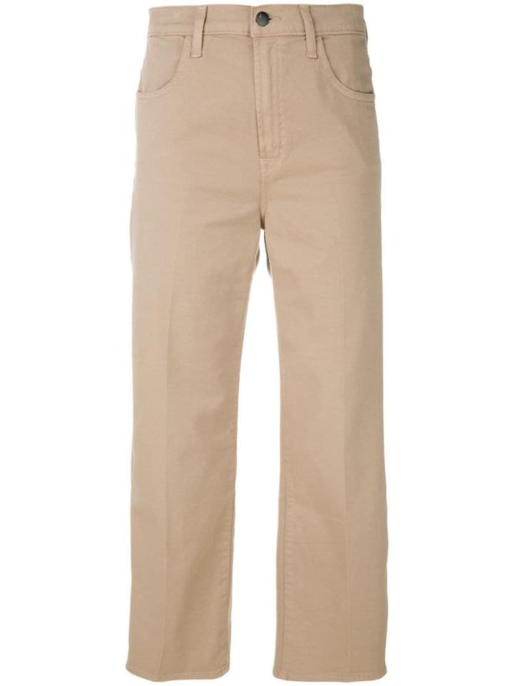 J Brand Cropped Wide Leg Jeans - Neutrals