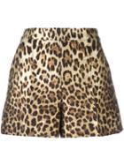 Red Valentino - Leopard Print Shorts - Women - Polyester/polyamide/cotton/acetate - 40, Brown, Polyester/polyamide/cotton/acetate
