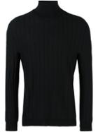 Lucio Vanotti Ribbed Turtleneck Jumper, Men's, Size: 5, Black, Virgin Wool