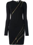 Pierre Balmain Zip Detail Fitted Dress, Women's, Size: 40, Black, Viscose/spandex/elastane