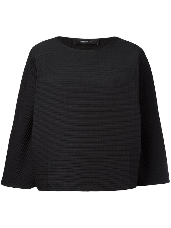 Federica Tosi - Textured Blouse - Women - Cotton/polyamide/spandex/elastane - S, Women's, Black, Cotton/polyamide/spandex/elastane