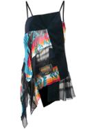 Sacai Pendleton-print Asymmetric Top - Blue