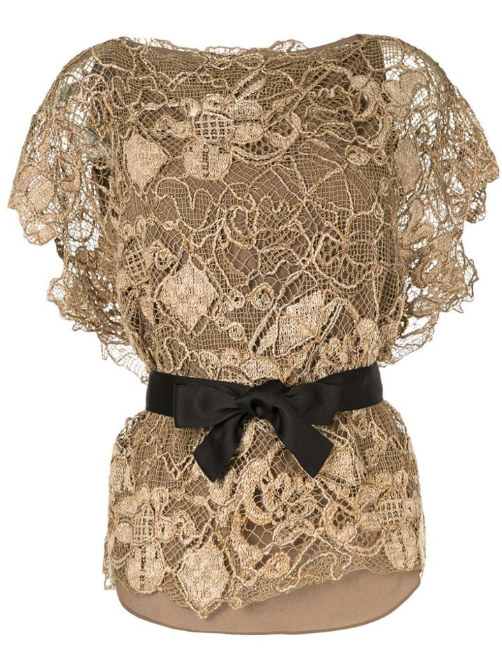 Brunello Cucinelli Shortsleeved Lace Top - Brown