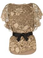 Brunello Cucinelli Shortsleeved Lace Top - Brown