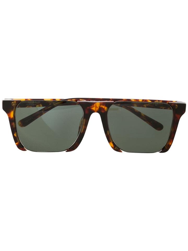 Linda Farrow Half Rim Shield Sunglasses - Brown