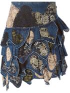 Christian Lacroix Vintage Lace Detail Denim Skirt, Women's, Size: 38, Blue
