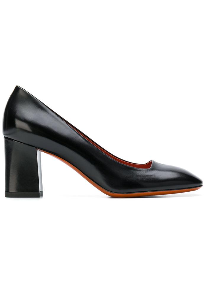 Santoni Square Toe Pumps - Black