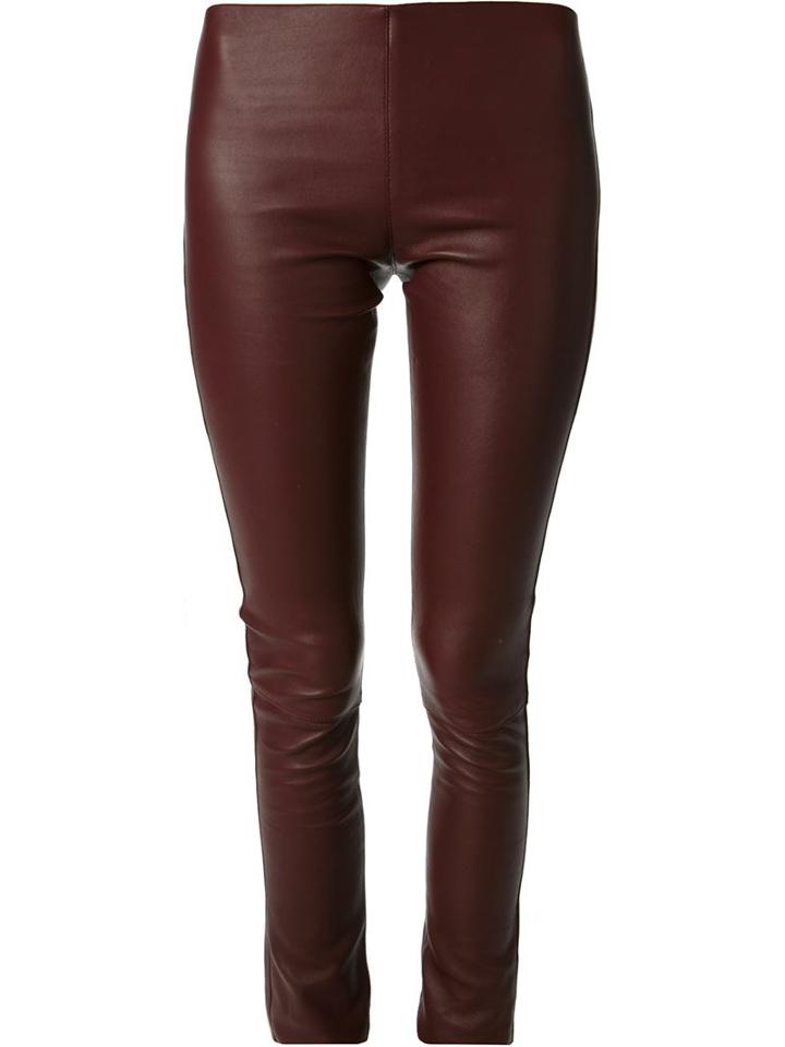 Lapis Italia Skinny Leggings, Women's, Size: 38, Red, Leather