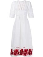 Zimmermann Floral Embroidered Hem Dress, Women's, Size: 1, White, Linen/flax/polyester/cotton