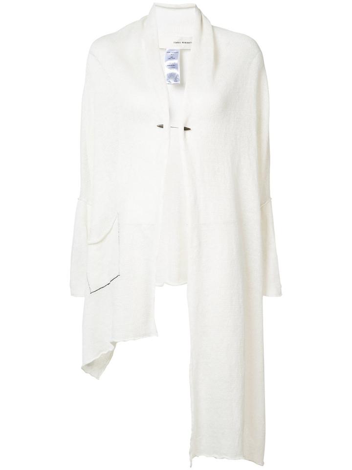 Isabel Benenato - Long Asymmetric Cardigan - Women - Linen/flax - 42, White, Linen/flax