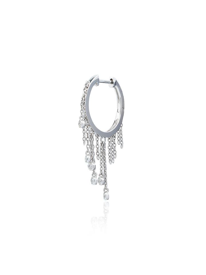 Yvonne Léon 18k White Gold Creoles Chain Diamond Earring - Metallic