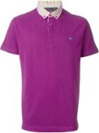 Etro Check Collar Polo Shirt, Men's, Size: Medium, Pink/purple, Cotton
