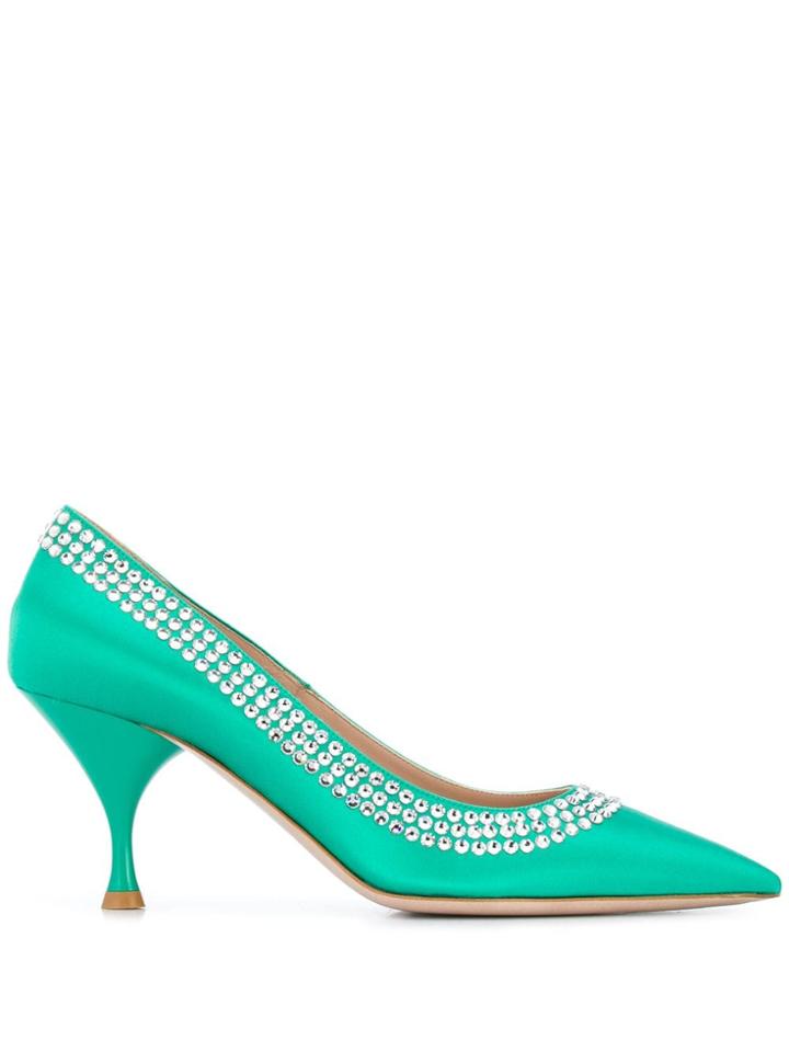 Miu Miu Rhinestone Embellished Pumps - Green