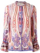Etro - Printed Collarless Shirt - Women - Silk - 44, Silk