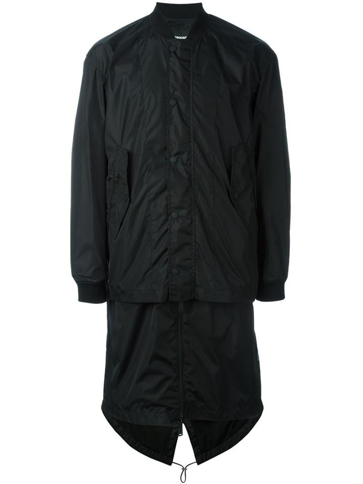 Dsquared2 Layered Coat, Men's, Size: 50, Black, Polyamide/polyurethane/polyester/viscose