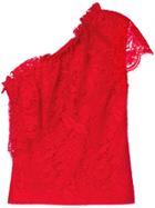 Msgm Single Sleeve Lace Blouse - Red