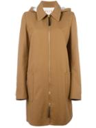 Marni Hooded Zip Front Coat, Women's, Size: 44, Brown, Cotton/silk