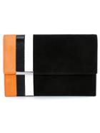 Tomasini Et9 Stripe Leather And Suede Clutch
